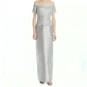Teri John by Rickie Freeman Lace Silk Off Shoulder Dress Size 10 Mother of Bride